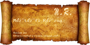 Mátéfi Rózsa névjegykártya